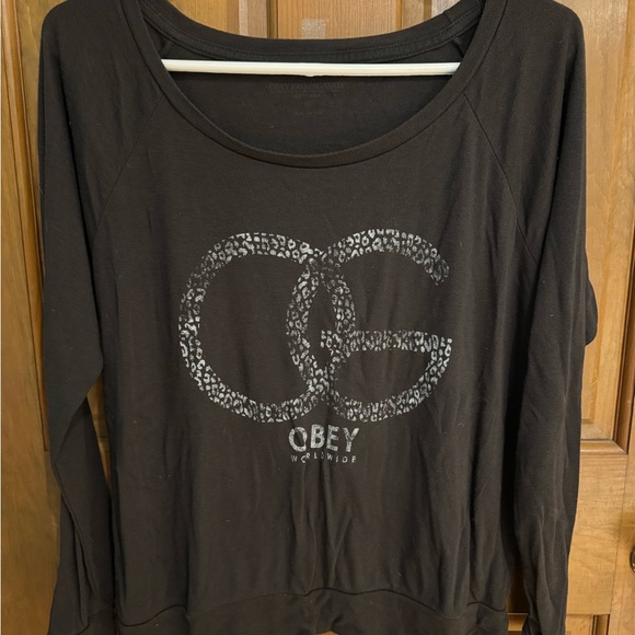 Obey Tops - Obey Women's Black Graphic Sweatshirt
